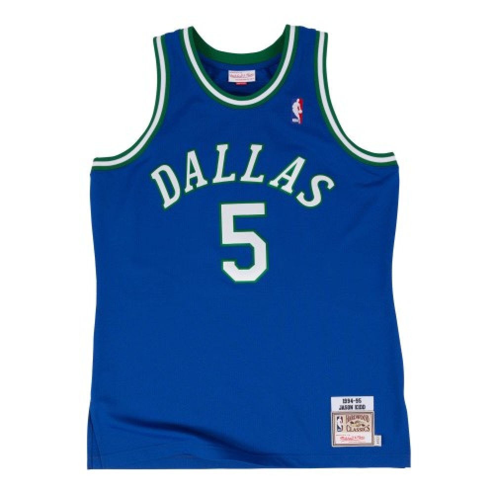 Men's Dallas Mavericks Jason Kidd #5 Throwback Blue 1994-95 Hardwood Classics Jersey-Pro Kit Vault | Brand New 26/27 Sports Jerseys